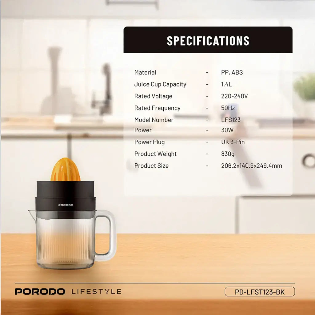 عصارة بورودو لايف ستايل 2 في 1 بقدرة 30 واط - اسود | Porodo Lifestyle 30W 2-in-1 Jar Juicer - Black