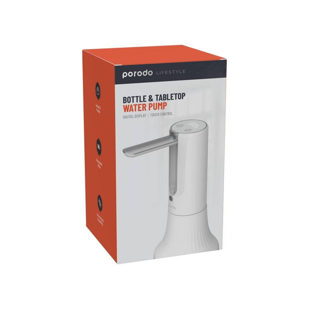 مضخة مياه مكتبية من بورودو لايف ستايل مع شاشة LED - ابيض | Porodo Lifestyle Desktop Water Dispenser with LED Display – White
