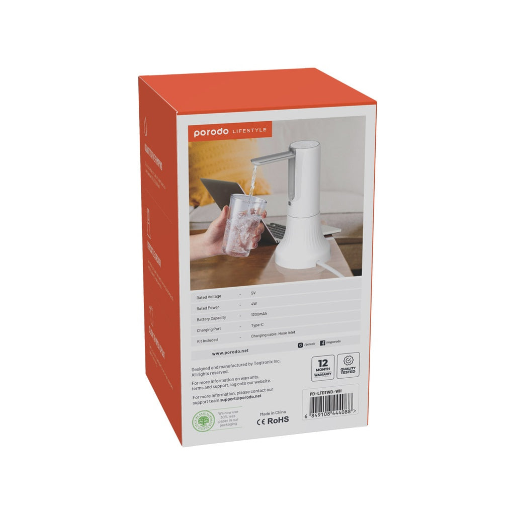 مضخة مياه مكتبية من بورودو لايف ستايل مع شاشة LED - ابيض | Porodo Lifestyle Desktop Water Dispenser with LED Display – White