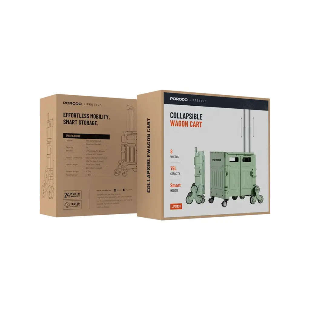 عربة تخزين قابلة للطي بسعة 75 لتر من بورودو لايف ستايل | Porodo Lifestyle Collapsible Wagon Cart