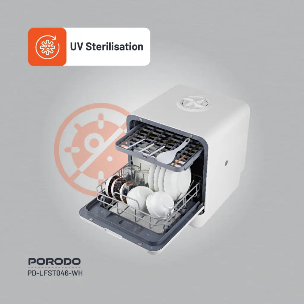 غسالة اطباق 220 فولت من بورودو لايف ستايل - ابيض | Porodo Lifestyle Dishwasher 220V - White