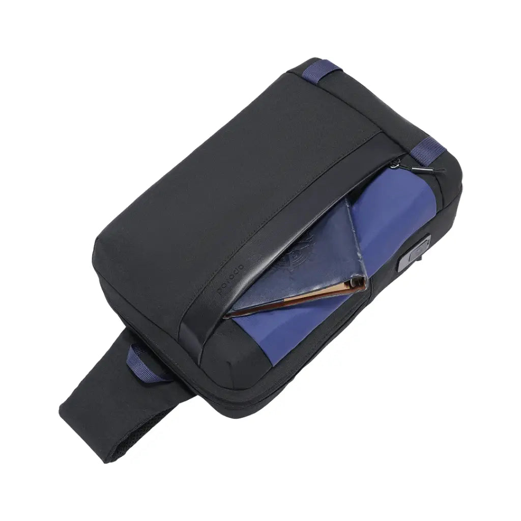 حقيبة كروس بودي مع بصمة اصبع من بورودو لايف ستايل, مع محدد موقع Apple Find My ومنفذ شحن تايب سي | Porodo Lifestyle Sling Bag with Finger Print, Apple Find My Locator, and USB Type-C