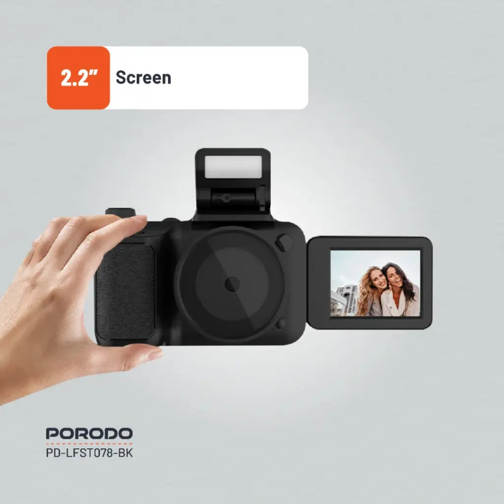 كاميرا بورودو لايف ستايل الصغيرة مع بطاقة ذاكرة بسعة 64GB - اسود | Porodo Lifestyle Mini Camera with 64GB Memory Card – Black