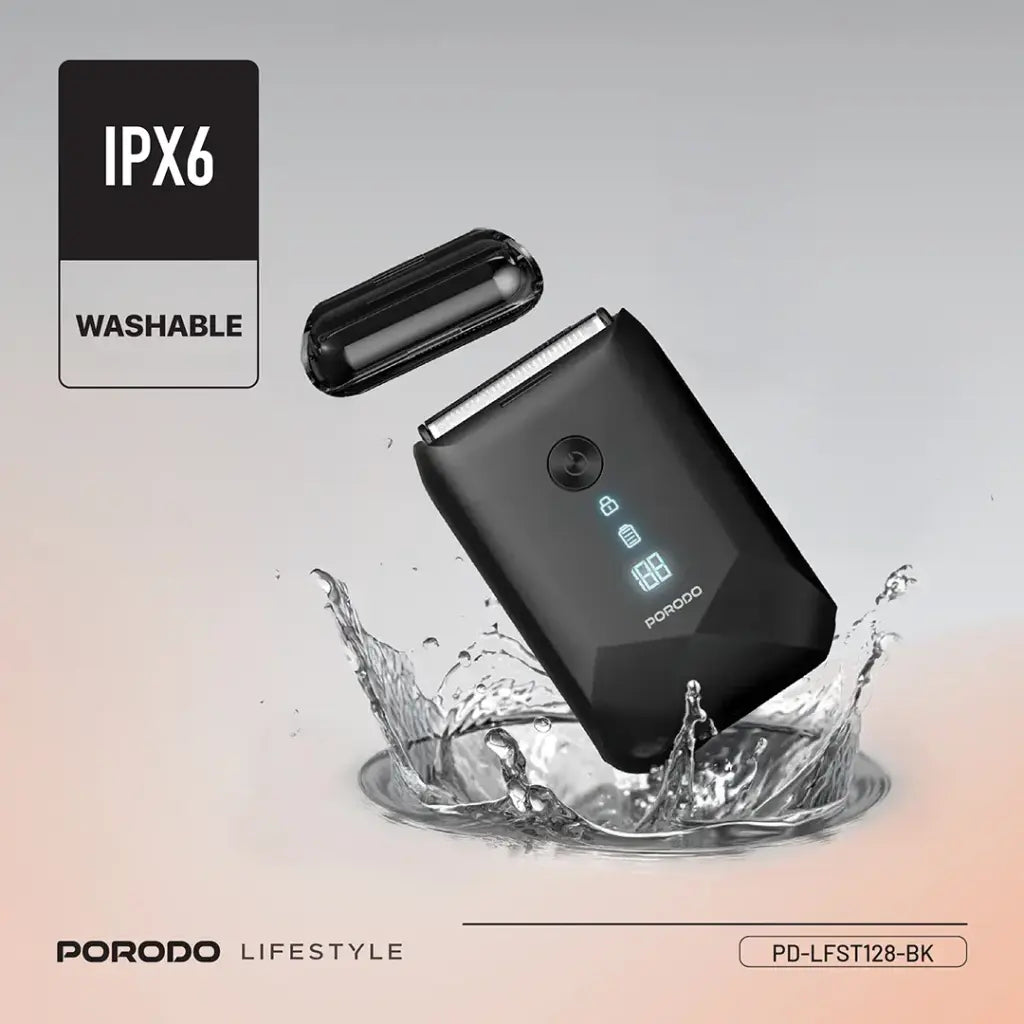 ماكينة حلاقة محمولة مقاومة للماء IPX7 من بورودو لايف ستايل - اسود | Porodo Lifestyle IPX7 Portable Travel Shaver 600mAh - Black