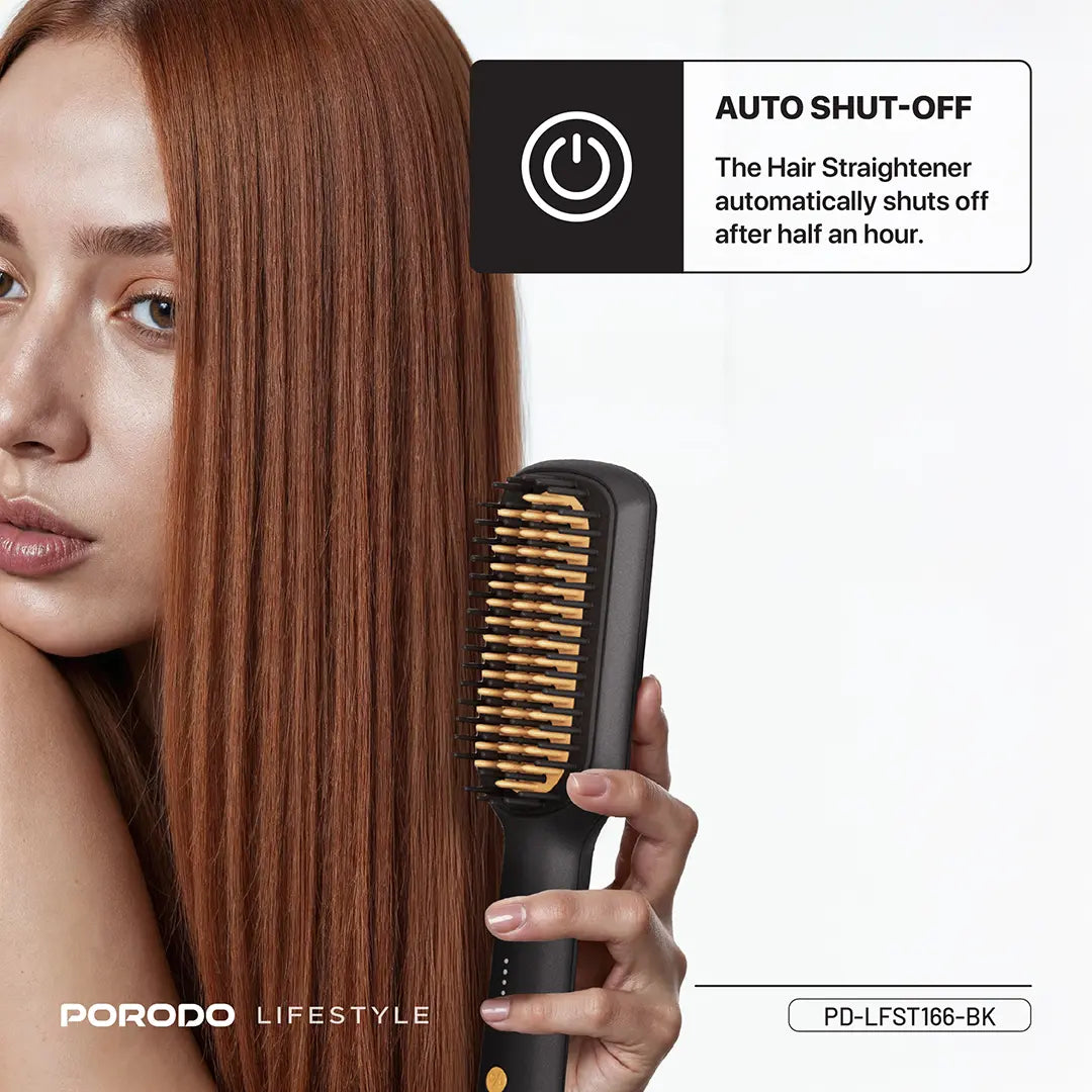 فرشاة بورودو لايف ستايل الكهربائية لفرد الشعر, بقدرة 30 واط | Porodo Lifestyle 30W Hair Straightening Brush.