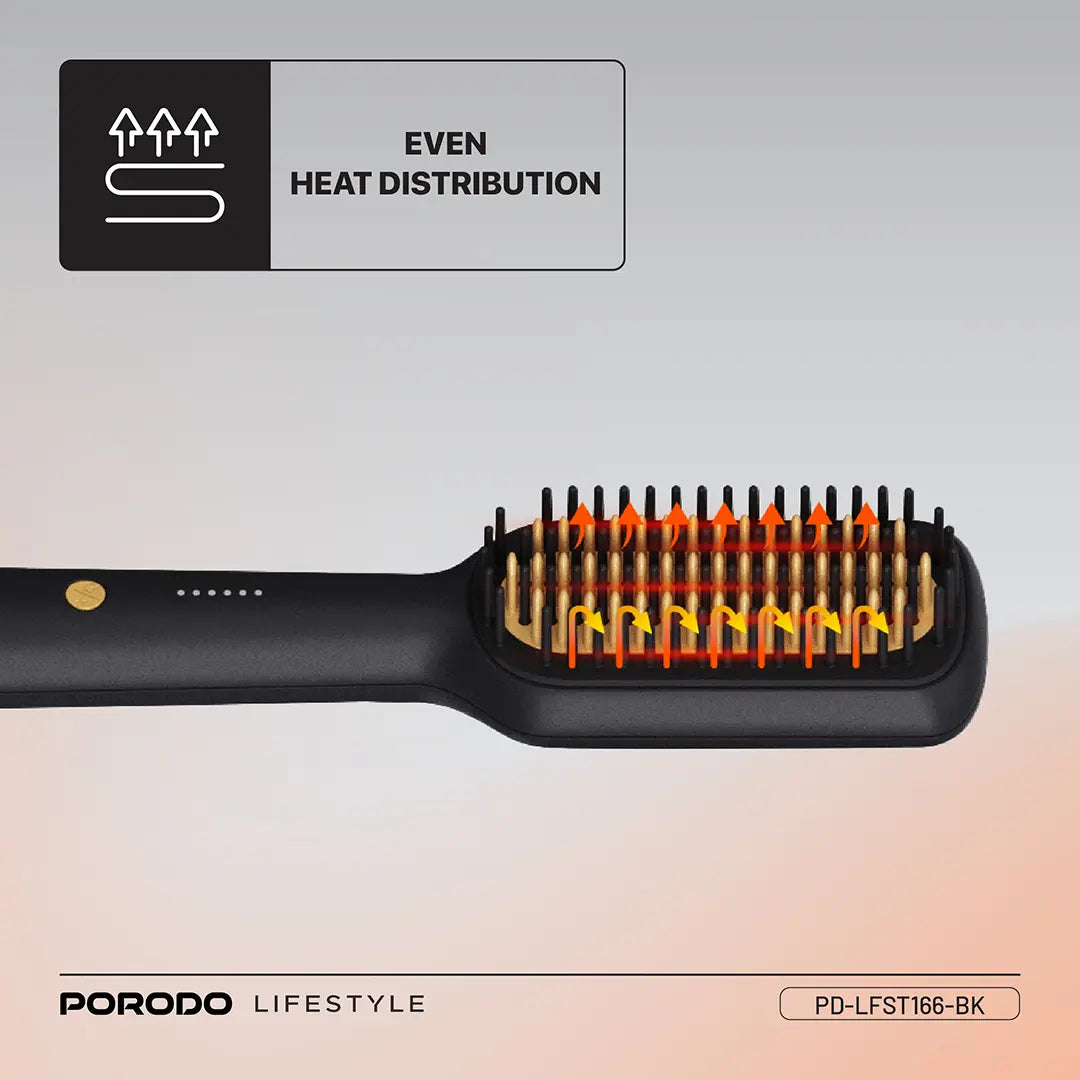 فرشاة بورودو لايف ستايل الكهربائية لفرد الشعر, بقدرة 30 واط | Porodo Lifestyle 30W Hair Straightening Brush.