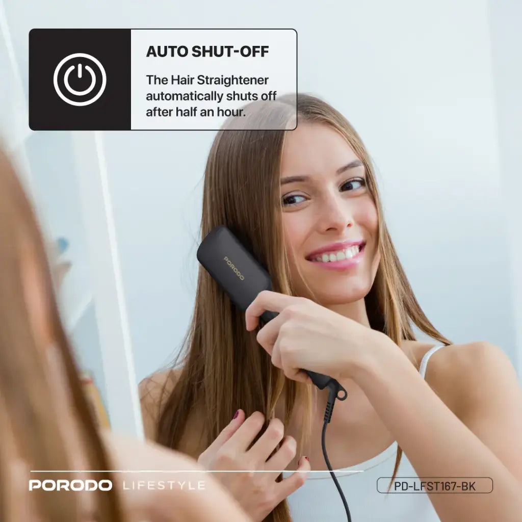 فرشاة تصفيف الشعر الكهربائية بورودو لايف ستايل, بقدرة 33 واط - اسود | Porodo Lifestyle 33W Mini Hair Styling Brush - Black.