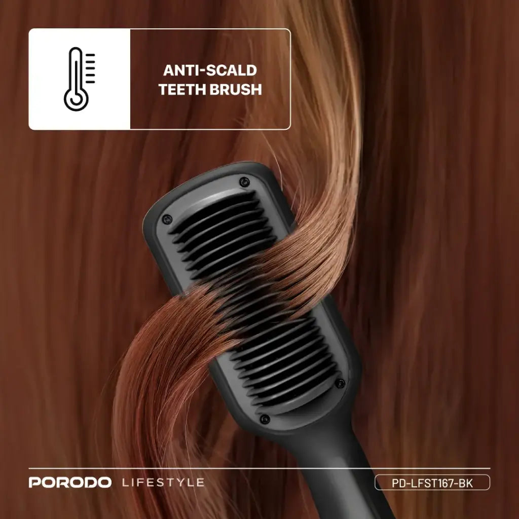 فرشاة تصفيف الشعر الكهربائية بورودو لايف ستايل, بقدرة 33 واط - اسود | Porodo Lifestyle 33W Mini Hair Styling Brush - Black.