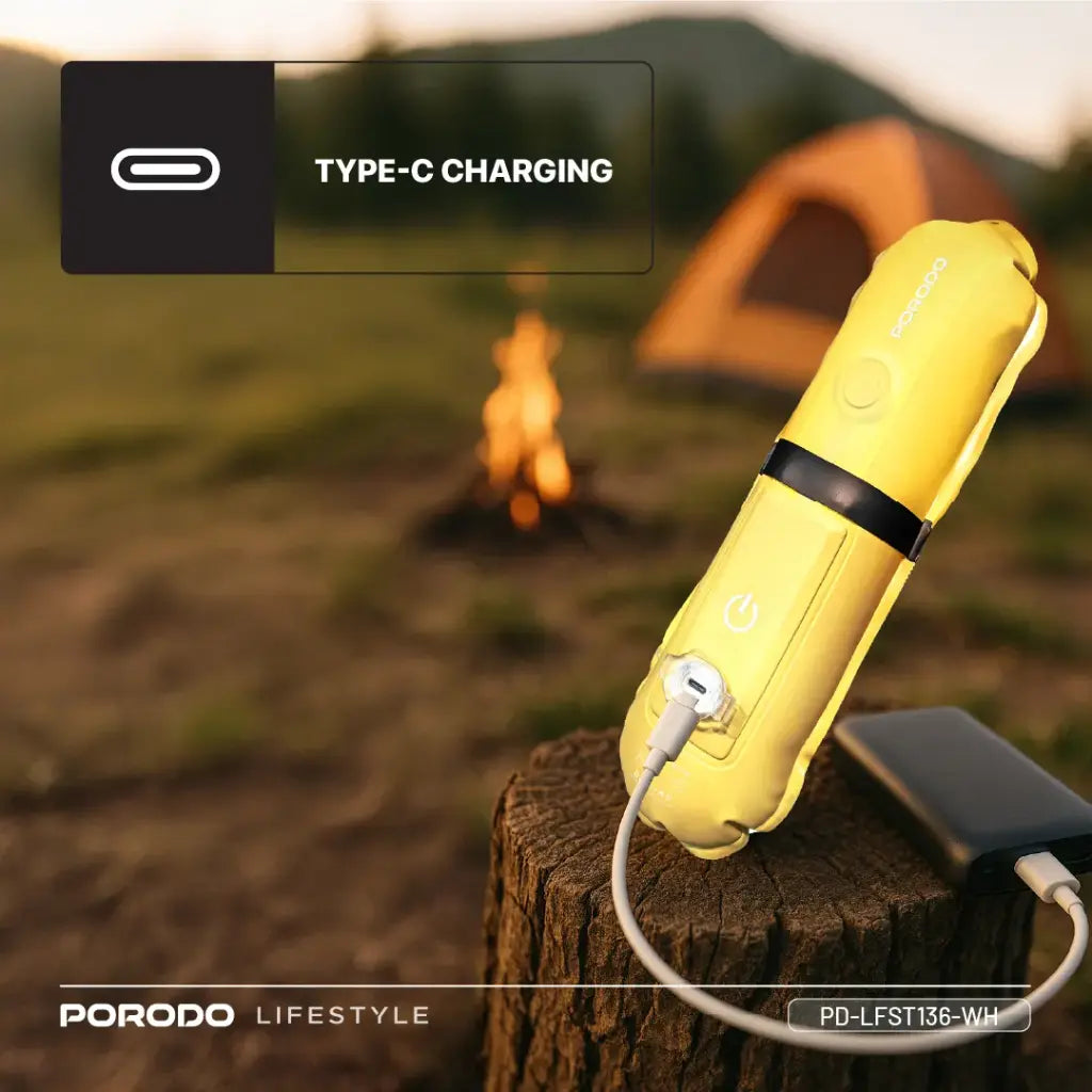 مصباح انبوبي خارجي قابل للنفخ مغناطيسي من بورودو لايف ستايل - ابيض | Porodo Lifestyle Inflatable Outdoor Magnetic Tube Light - White
