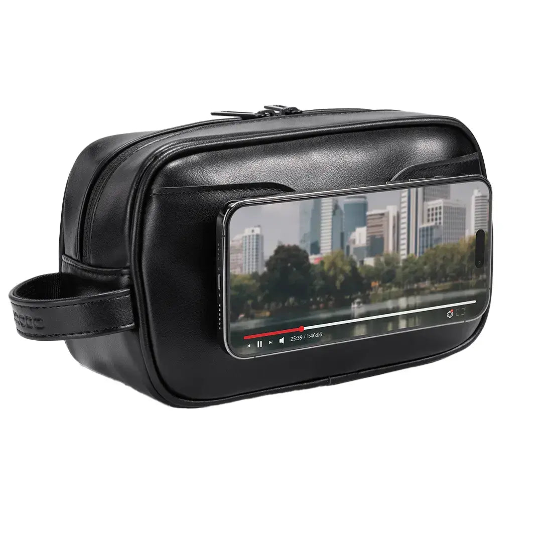 حقيبة بورودو لايف ستايل للسفر مع حامل هاتف ماج سيف - اسود | Porodo Lifestyle MagSafe Travel Organizer Pouch with Phone Holder - Black