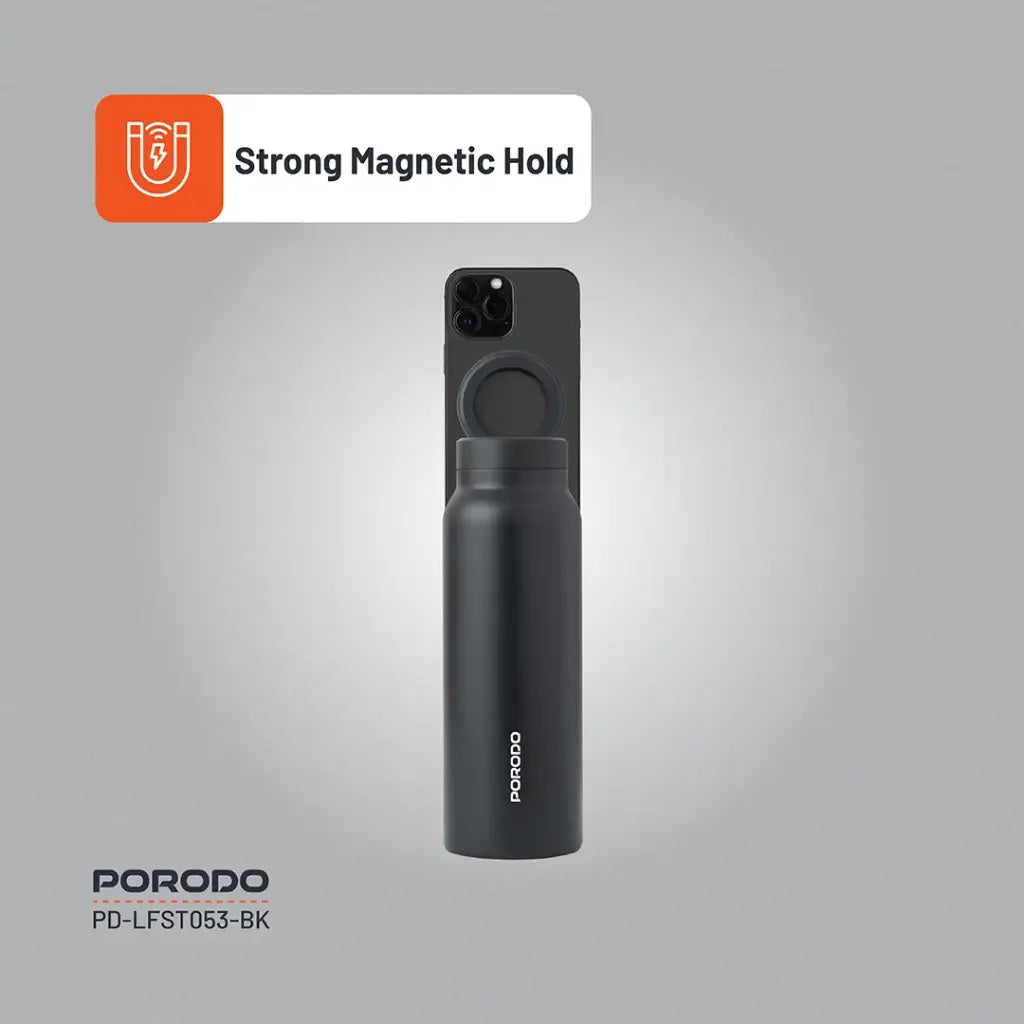 قارورة ماء بخاصية ماج سيف من بورودو لايف ستايل - اسود | Porodo Lifestyle Magsafe Bottle - Black.