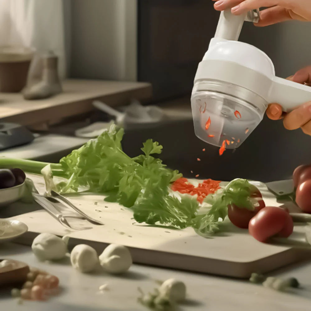 مفرمة طعام محمولة 4 في 1 من بورودو لايف ستايل, بقدرة 45 واط وبطارية 1200 مللي امبير - ابيض | Porodo LifeStyle 45W 4in1 Portable Food Chopper 1200mAh – White