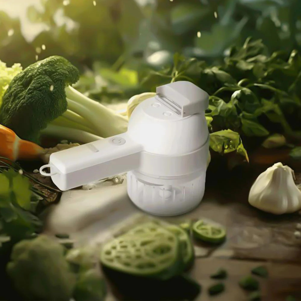 مفرمة طعام محمولة 4 في 1 من بورودو لايف ستايل, بقدرة 45 واط وبطارية 1200 مللي امبير - ابيض | Porodo LifeStyle 45W 4in1 Portable Food Chopper 1200mAh – White