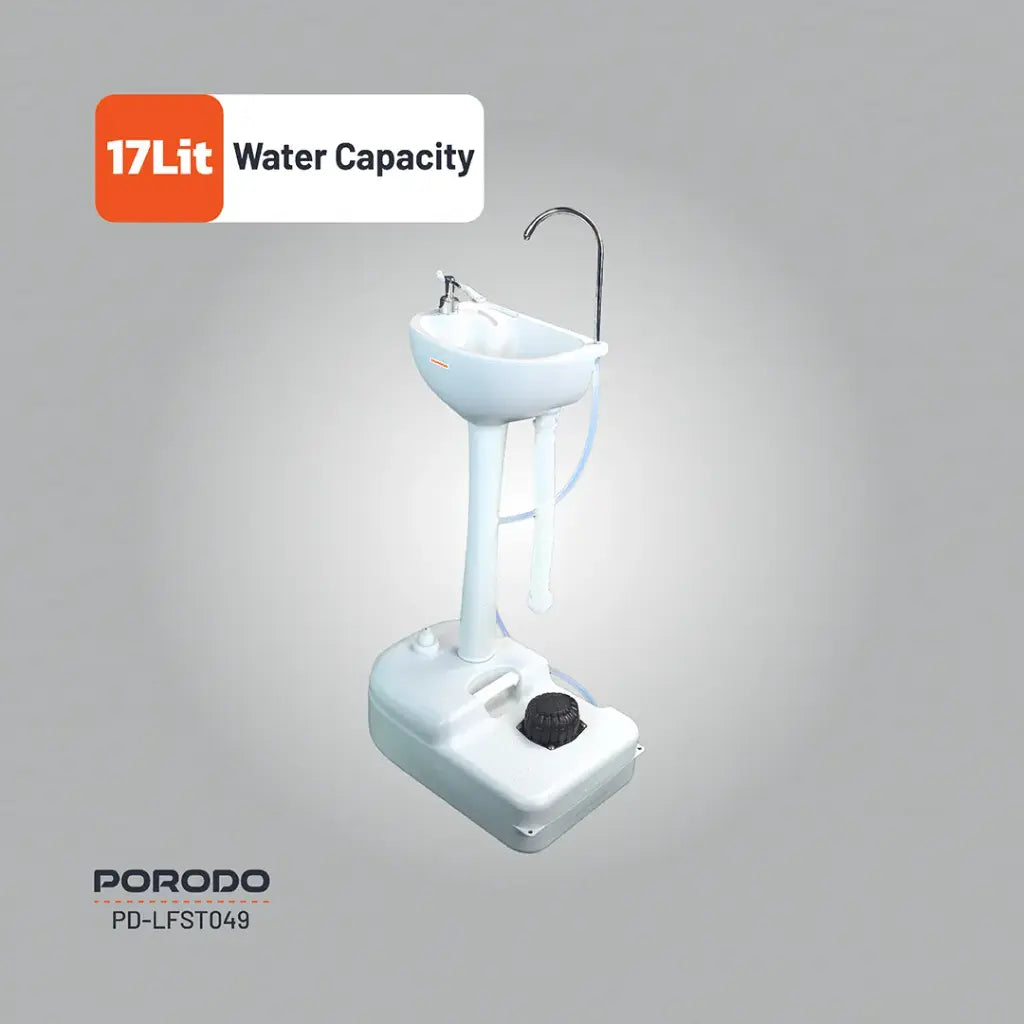 مغسلة محمولة بسعة 17 لتر من بورودو لايف ستايل مع قمع قابل للطي | Porodo Lifestyle Portable Handwash Sink 17L with Folding Funnel