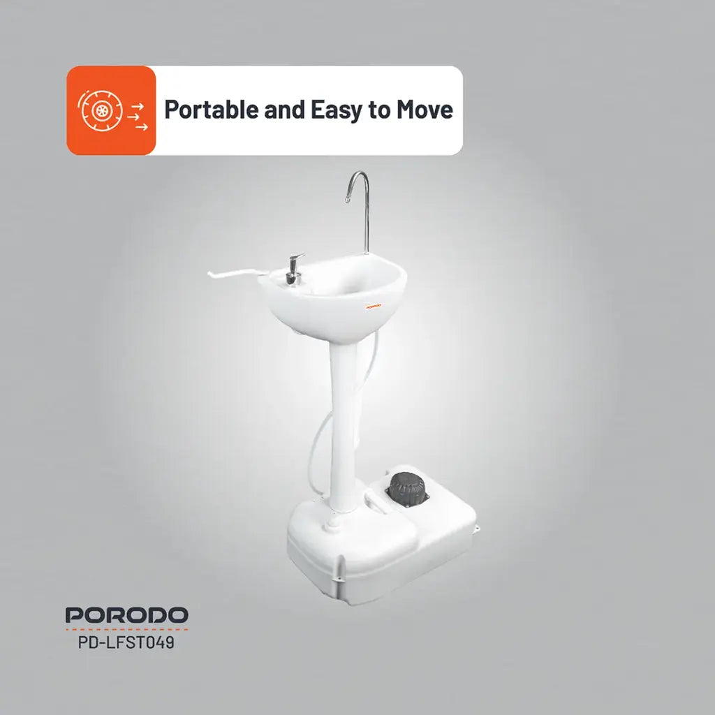 مغسلة محمولة بسعة 17 لتر من بورودو لايف ستايل مع قمع قابل للطي | Porodo Lifestyle Portable Handwash Sink 17L with Folding Funnel
