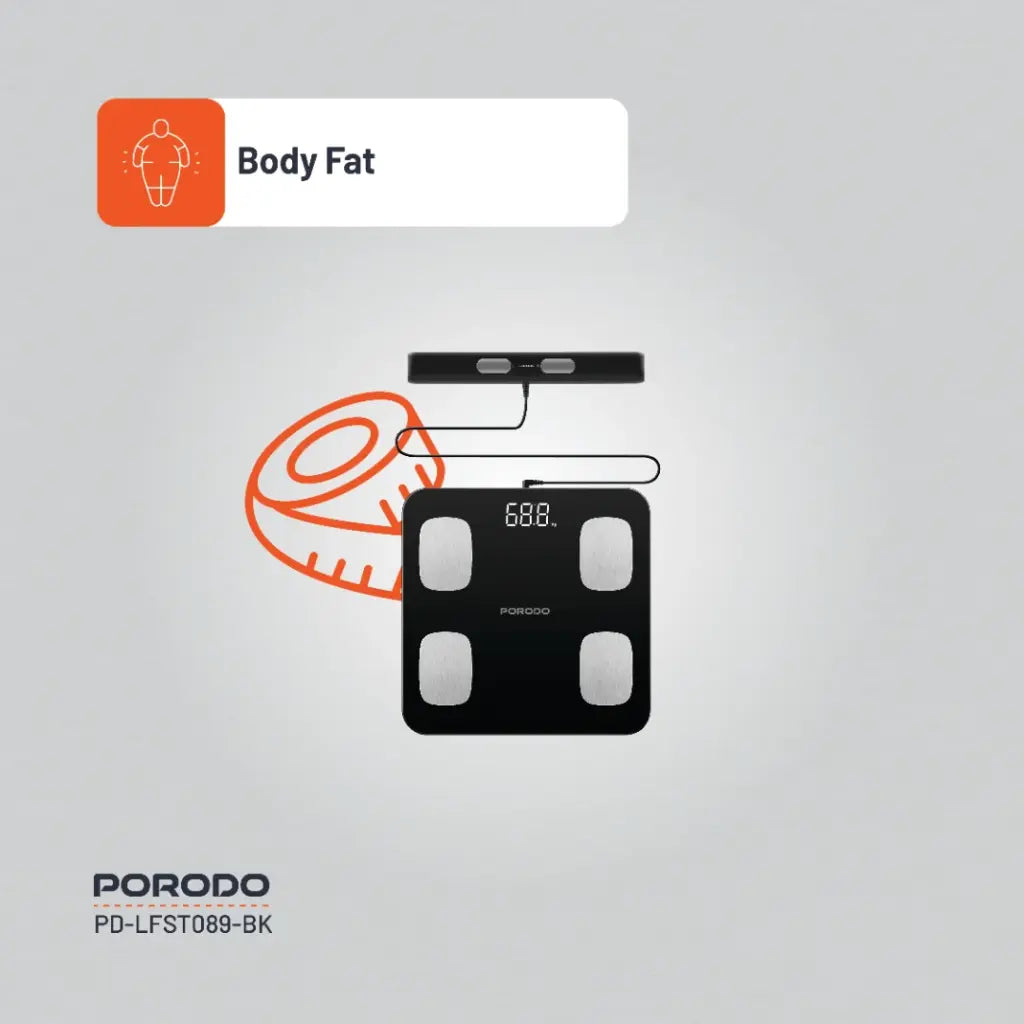 ميزان ذكي بتحليل دقيق من بورودو لايف ستايل - اسود | Porodo Lifestyle Precise Analysis Smart Scale - Black