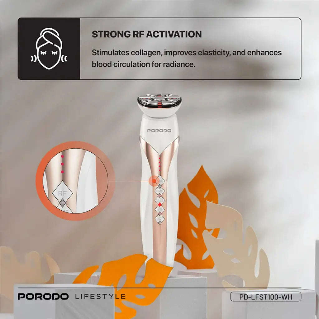 جهاز تجديد البشرة RF & EMS من بورودو - ابيض | Porodo RF & EMS Skin Rejuvenator - White
