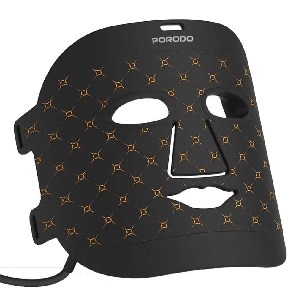 قناع الوجه من بورودو, سيليكون ناعم بتقنية LED للعلاج الضوئي ب 7 الوان - اسود | Porodo Soft Silicone LED Facial Mask with 7 Color Light Therapy - Black