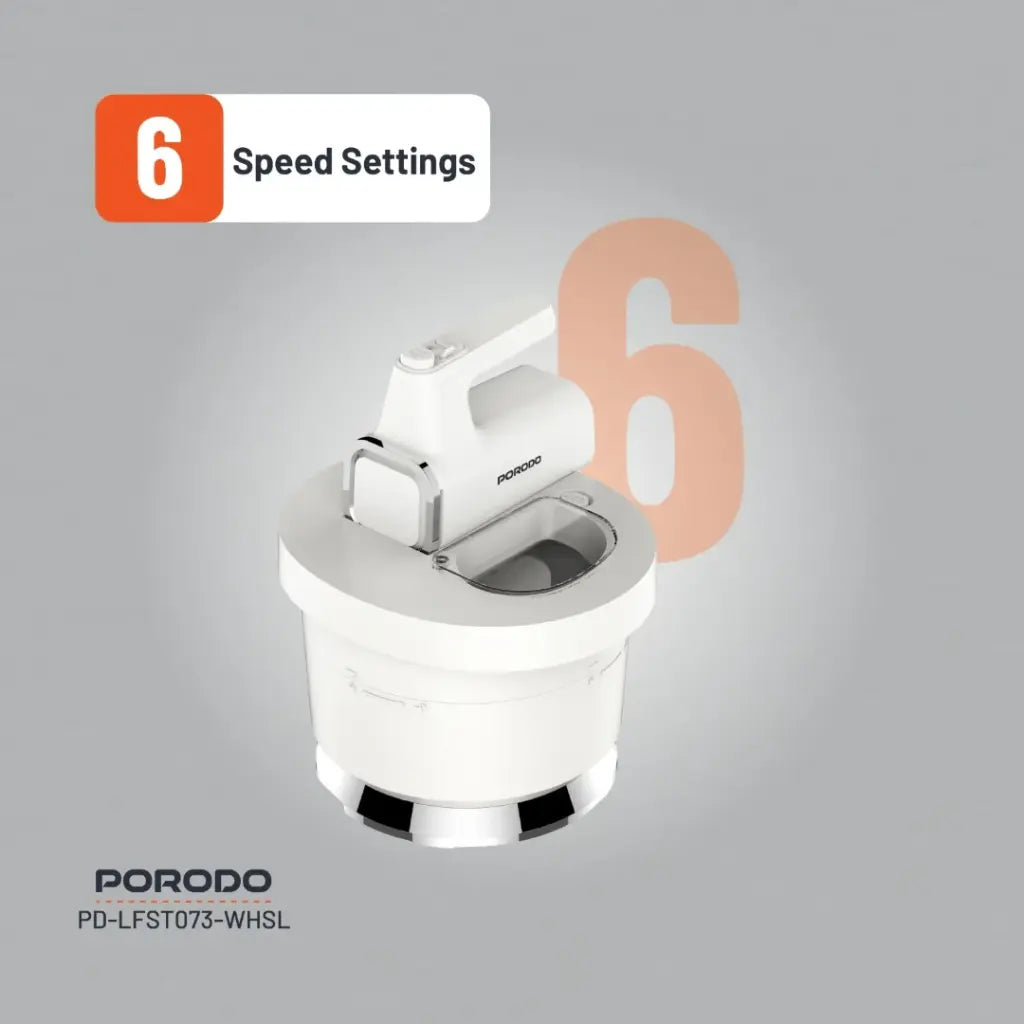 بورودو لايف ستايل خلاط يدوي - ابيض/سلفر | Porodo Lifestyle Hand Mixer - White/Silver