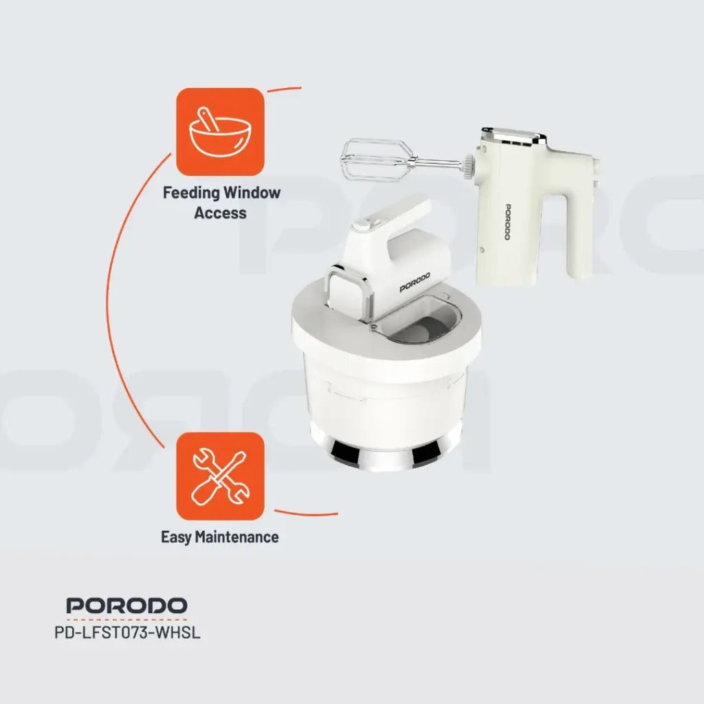 بورودو لايف ستايل خلاط يدوي - ابيض/سلفر | Porodo Lifestyle Hand Mixer - White/Silver