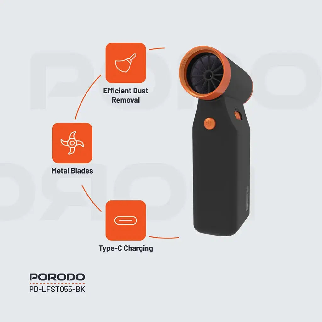 بورودو لايف ستايل تيربو بلاور 110 الف دورة في الدقيقة - اسود | Porodo Lifestyle Turbo Blower 110K RPM - Black.