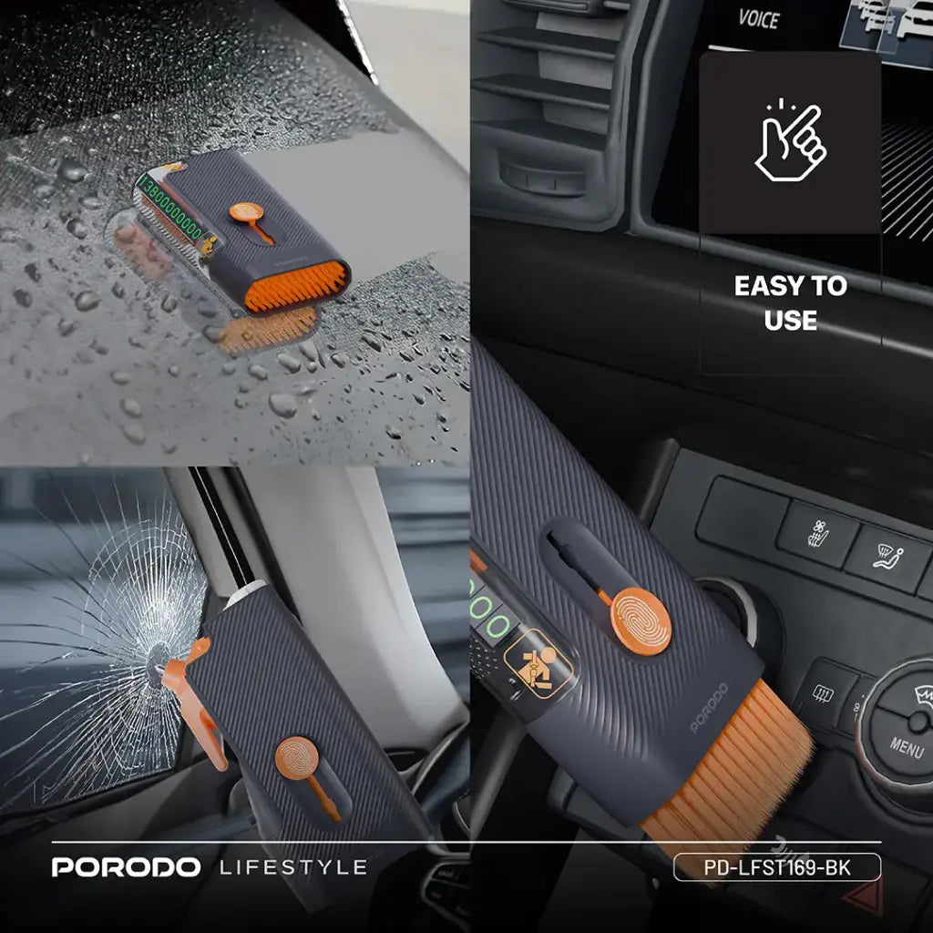 عدة تنظيف سيارة متعددة الاستخدامات من بورودو لايف ستايل - اسود | Porodo Lifestyle Multi-purpose Car Cleaner – Black