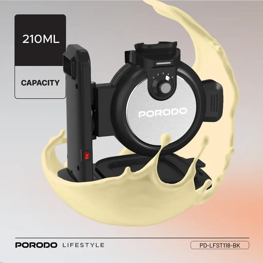 ماكينة الوافل العمودية من بورودو لايف ستايل بقدرة 800 واط وب 5 مستويات حرارة - اسود | Porodo Lifestyle 800W Vertical Waffle Maker with 5 Temperature Modes - Black