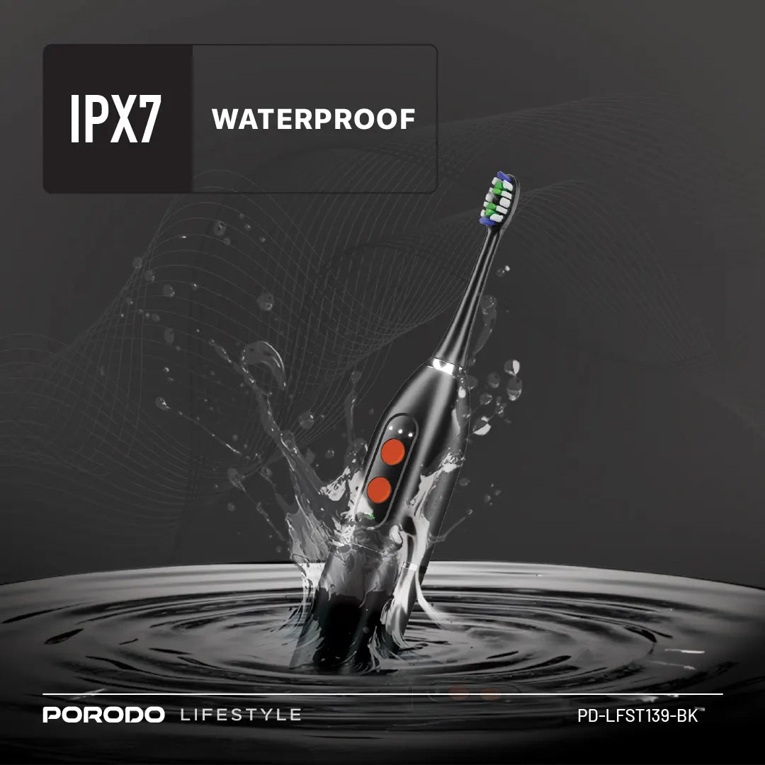 فرشاة اسنان كهربائية بورودو لايف ستايل مع خيط مائي وخزان 100 مل, بطارية بسعة 1000 مللي امبير | Porodo Lifestyle 1000mAh IPX7 Electric Toothbrush with Manual Mode 110ml Water Tank.