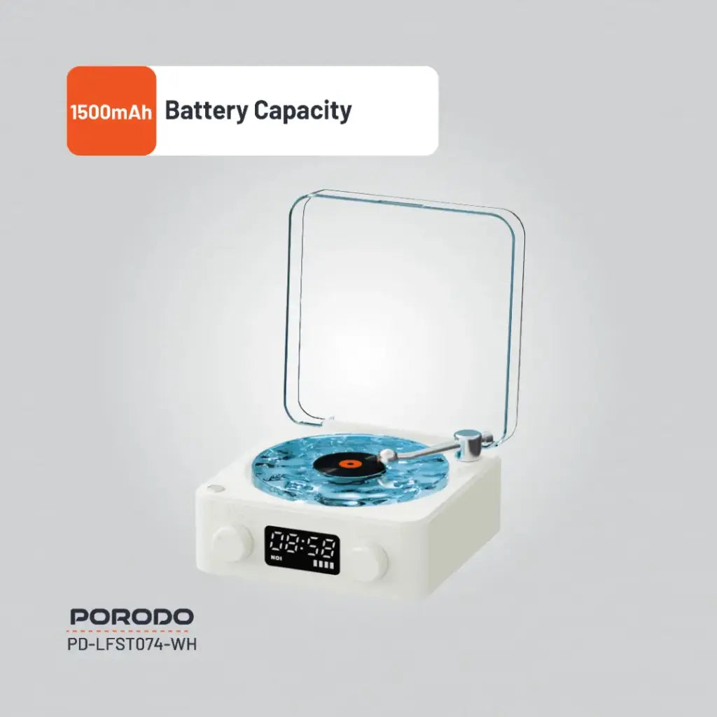 سبيكر بورودو لايف ستايل ويف, سبيكر بلوتوث باصوات وايت نويز, بطارية بسعة 1500 مللي امبير | Porodo Lifestyle Wave White Noise Bluetooth Speaker 1500mAh