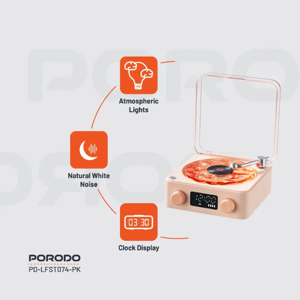 سبيكر بورودو لايف ستايل ويف, سبيكر بلوتوث باصوات وايت نويز, بطارية بسعة 1500 مللي امبير | Porodo Lifestyle Wave White Noise Bluetooth Speaker 1500mAh