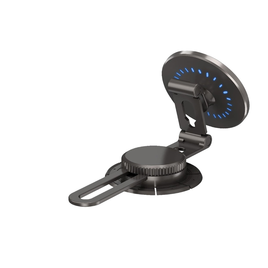 حامل هاتف مغناطيسي مع شحن لاسلكي سريع بطي مزدوج ودوران 360 درجة من بورودو - اسود | Porodo Magnetic Wireless Fast Charging Mount with Double Folding and 360 Rotation - Black