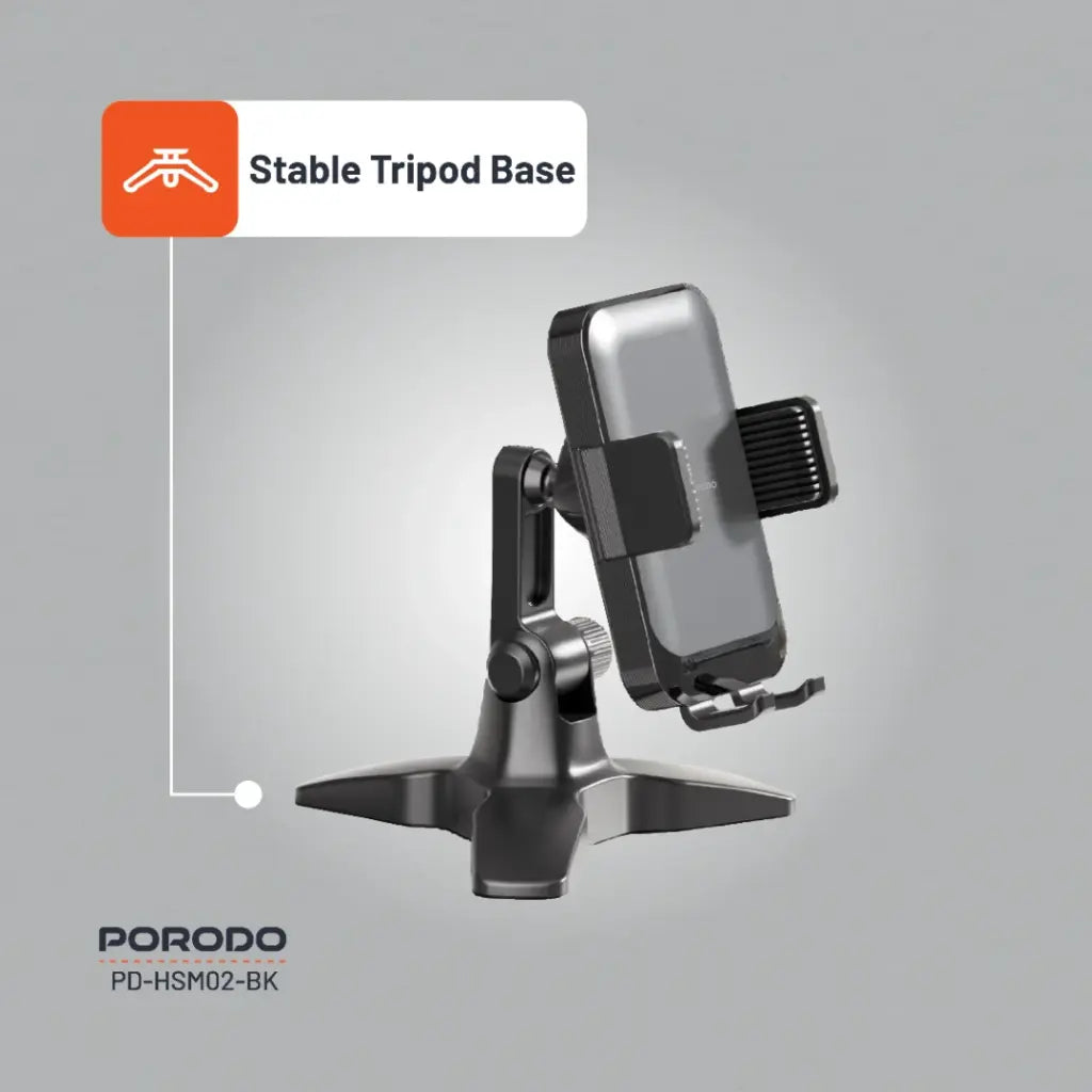 حامل هاتف مكتبي متعدد الزوايا من بورودو لهواتف بحجم 4.7 انش حتى 7 انش - اسود | Porodo Universal Adjustable 4.7" to 7" Phone Stand – Black