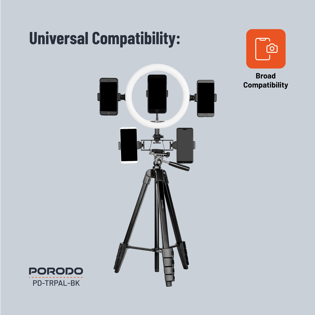 ترايبود بورودو الومنيوم احترافي - اسود | Porodo Aluminium Tripod - Black