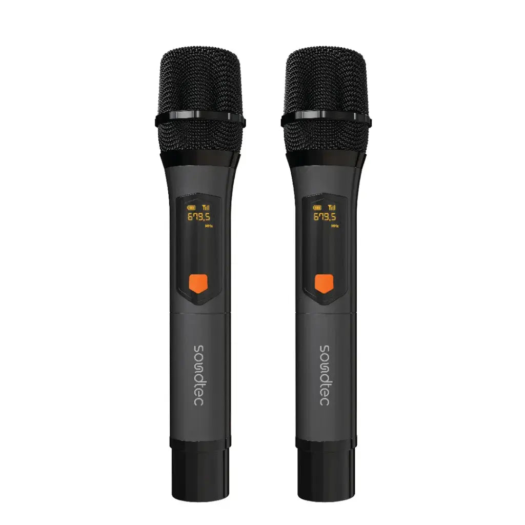 مايكروفون بورودو ساوندتيك ديو المنيوم لاسلكي قابل لاعادة الشحن - اسود | Porodo Soundtec Duo Mic Aluminum Rechargeable Wireless Microphone - Black