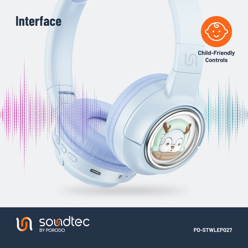 بورودو ساوندتيك سماعة رأس لاسلكية للاطفال ببطارية 400 مللي امبير | Porodo Soundtec Kids Wireless Headphone 400mAh.