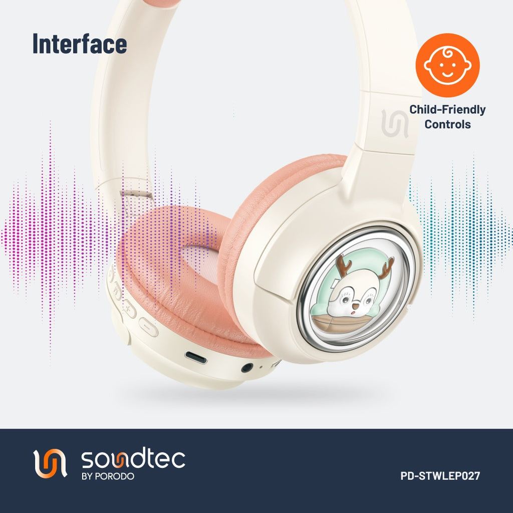بورودو ساوندتيك سماعة رأس لاسلكية للاطفال ببطارية 400 مللي امبير | Porodo Soundtec Kids Wireless Headphone 400mAh.