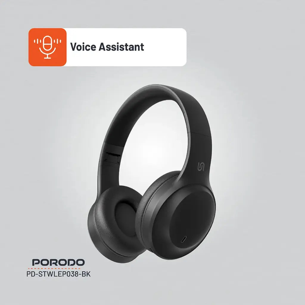 بورودو ساوندتيك بريمو سماعة راس لاسلكية - اسود | Porodo Soundtec PRIMO Wireless Headphone.