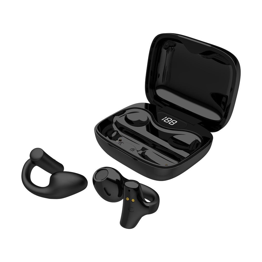 سماعات بورودو ساوندتيك اللاسلكية بمشبك للاذن - اسود | Porodo Soundtec TWS Ear Clip Wireless Earbuds – Black.