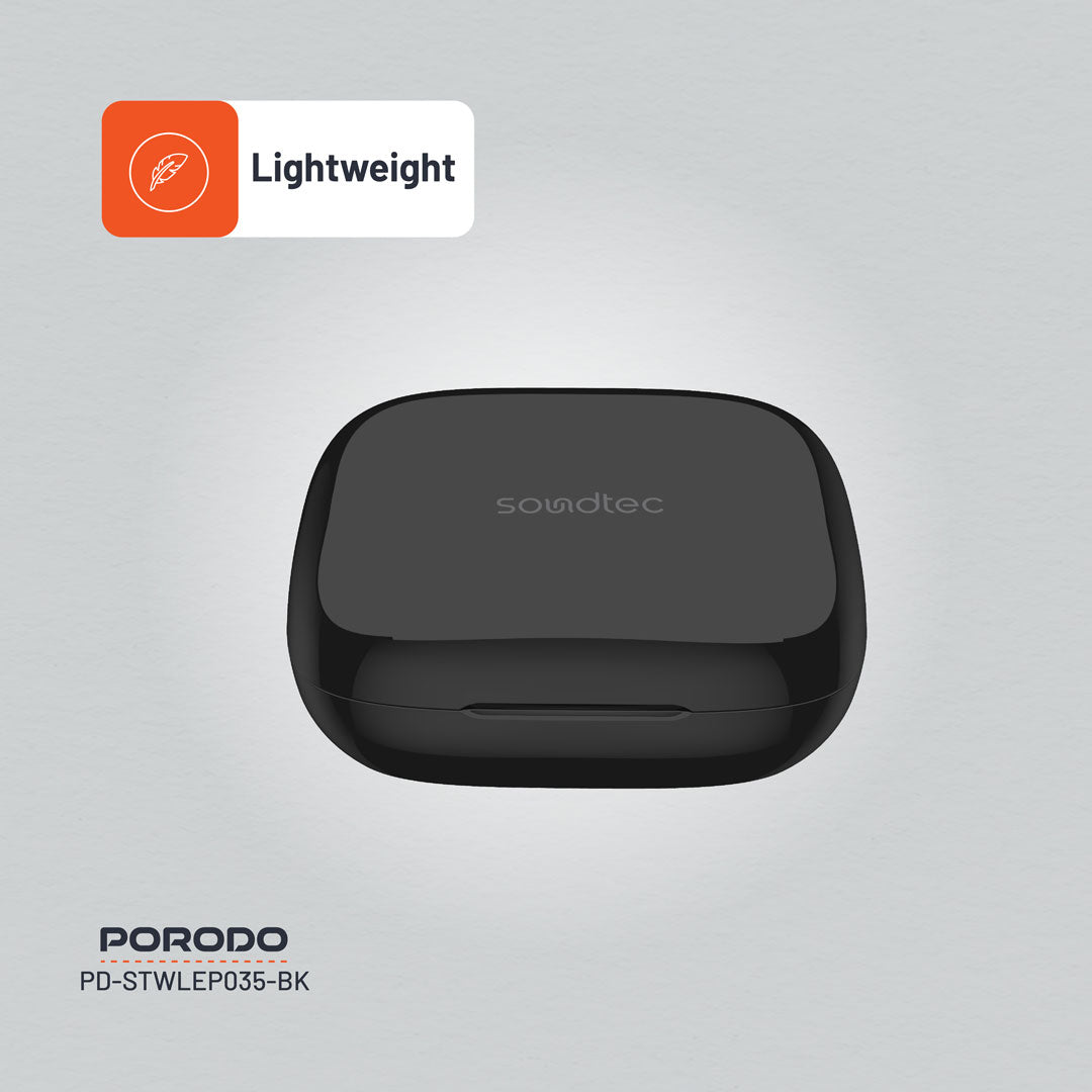 سماعات بورودو ساوندتيك اللاسلكية بمشبك للاذن - اسود | Porodo Soundtec TWS Ear Clip Wireless Earbuds – Black.