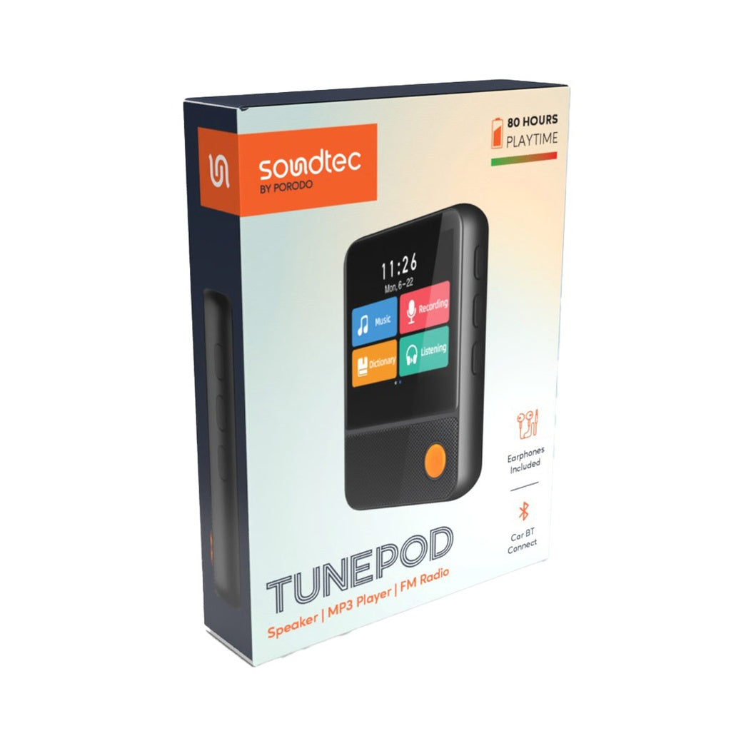 مشغل MP3 بورودو ساوندتيك بشاشة 2.31 بوصة مع سماعة اذن - اسود | Porodo Soundtec 2.31" MP3 Player with Earphone - Black
