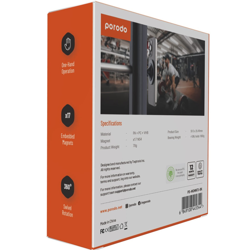حامل هاتف ماغسيف مغناطيسي من بورودو - اسود | Porodo MagSafe Magnetic Phone Mount – Black