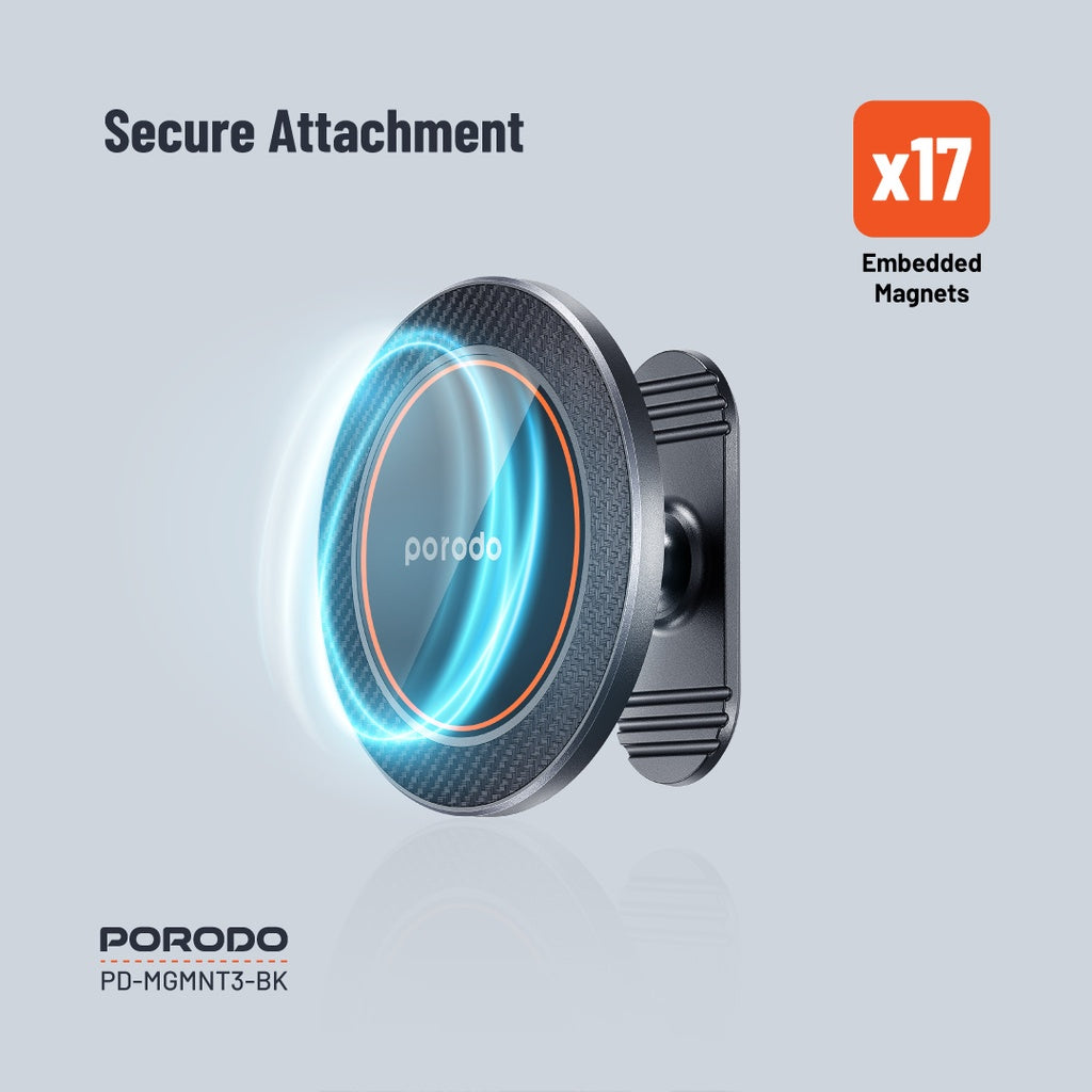 حامل هاتف ماغسيف مغناطيسي من بورودو - اسود | Porodo MagSafe Magnetic Phone Mount – Black