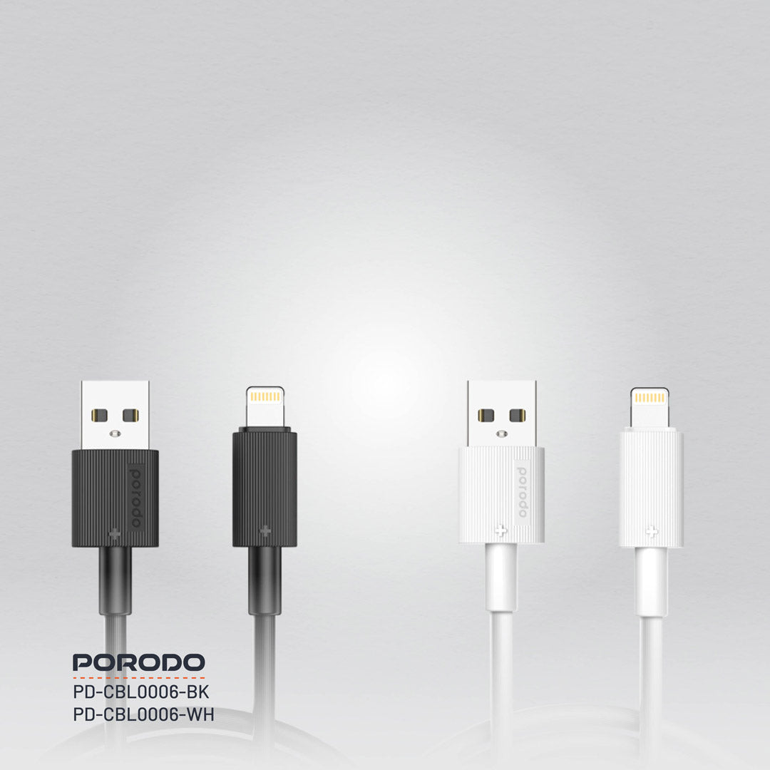 كيبل بورودو يو اس بي اي الى لايتننغ بطول 3 متر, شحن سريع | Porodo USB-A to Lightning PVC Cable 3M.