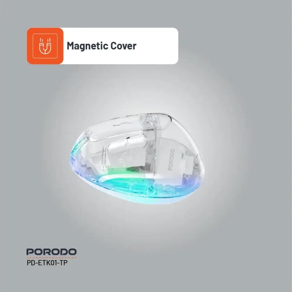 ماوس بورودو العمودي اللاسلكي القابل لاعادة الشحن - شفاف | Porodo Rechargeable Wireless 6D Ergonomic Vertical Mouse – Transparent