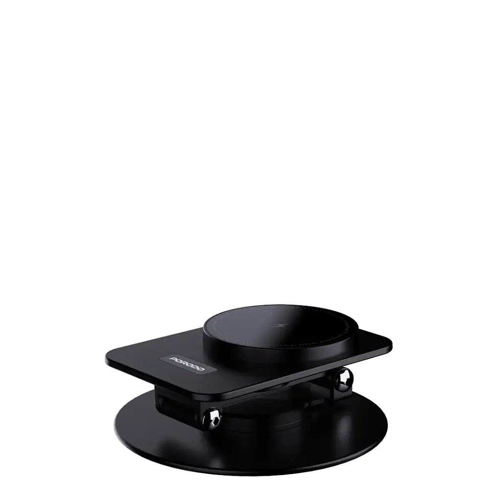 قاعدة شحن لاسلكية معدنية قابلة للطي من بورودو بقدرة شحن 115 واط مع حامل دوار 360 درجة - اسود | Porodo 115W Portable Metal Foldable Charging Station with 360° Rotating Stand – Black