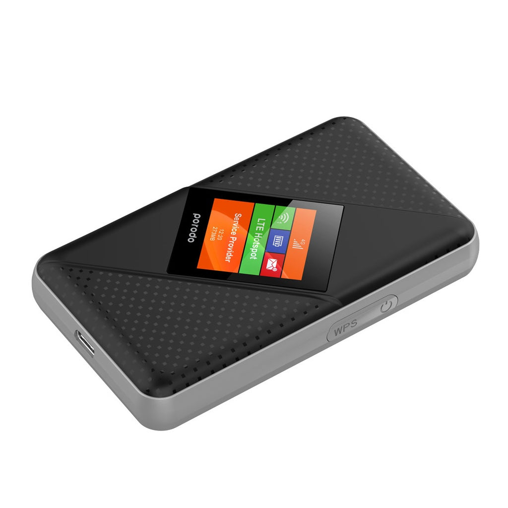 راوتر MiFi محمول من بورودو 3G/4G CAT4 V2 - اسود | Porodo Portable MiFi 3G/4G Router CAT4 V2 - Black