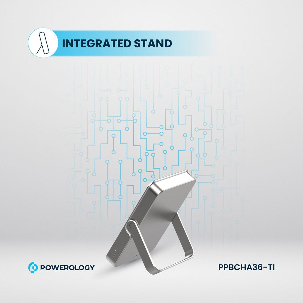 باور بانك باورولوجي المغناطيسي, سعة 10000 مللي امبير مع شحن لاسلكي 15 واط وشحن سريع 20 واط | Powerology 10000mAh MagSafe Wireless Power Bank PD20W.