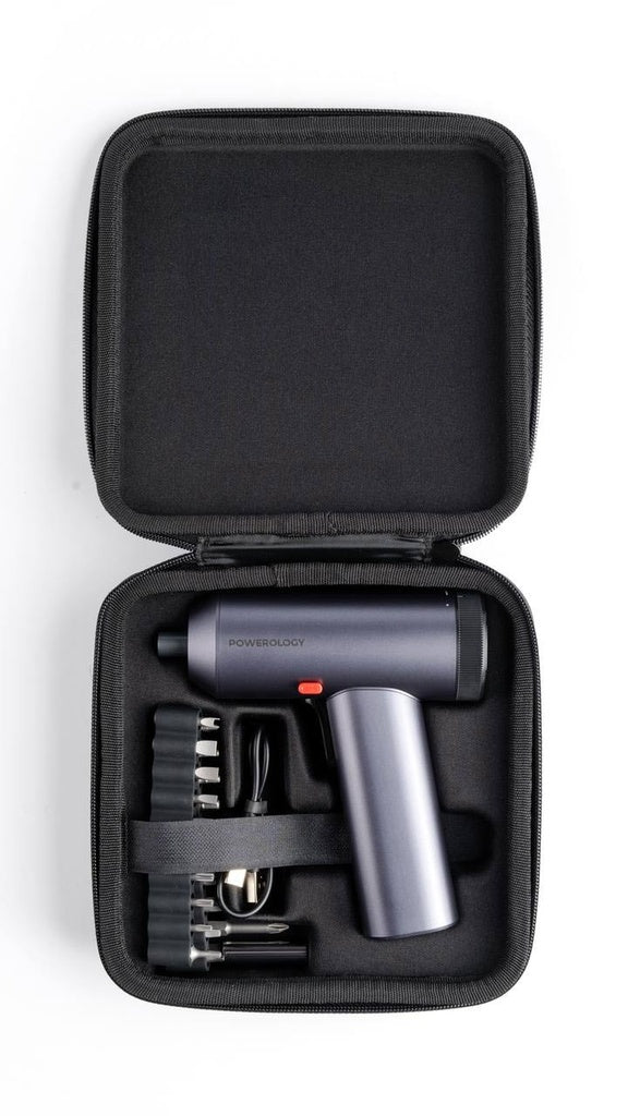 مفك كهربائي باورولوجي 30 قطعة متعدد السرعات بشاشة رقمية | Powerology 30-in-1 Electric Screwdriver Gun Digital Display & 6-Speed Levels