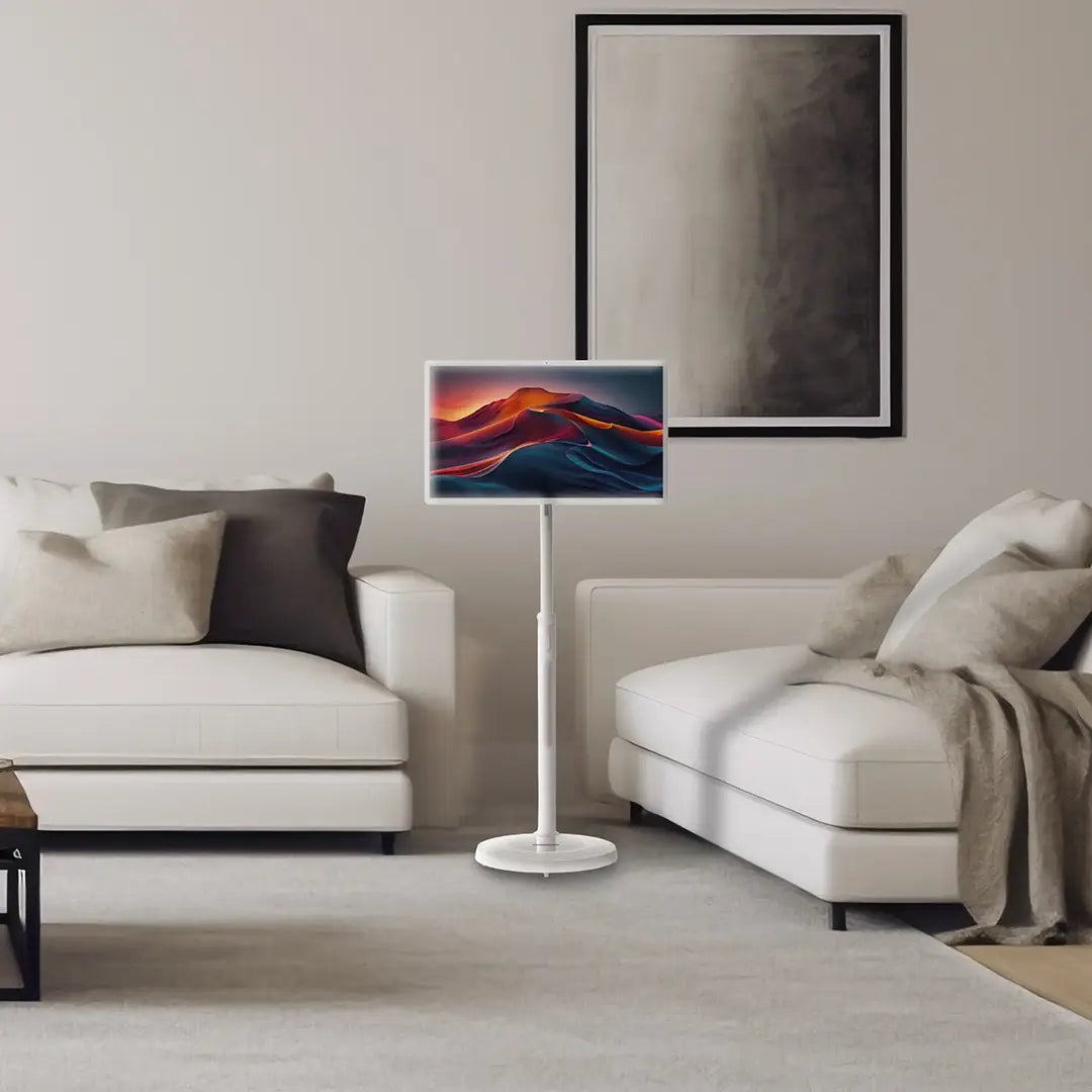 شاشة لمس ذكية 32 بوصة من باورولوجي, بطارية بسعة 15000 مللي امبير وذاكرة 128GB+6 مع قاعدة تثبيت - ابيض | Powerology 32" Touch Screen Monitor 6+128GB 15000mAh with Stand - White