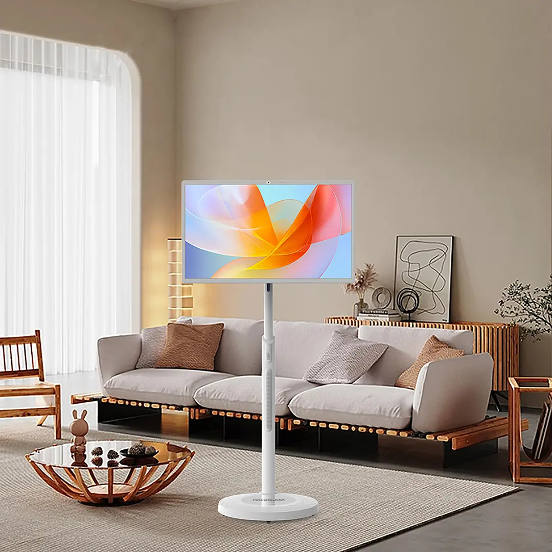 شاشة لمس ذكية 32 بوصة من باورولوجي, بطارية بسعة 15000 مللي امبير وذاكرة 128GB+6 مع قاعدة تثبيت - ابيض | Powerology 32" Touch Screen Monitor 6+128GB 15000mAh with Stand - White